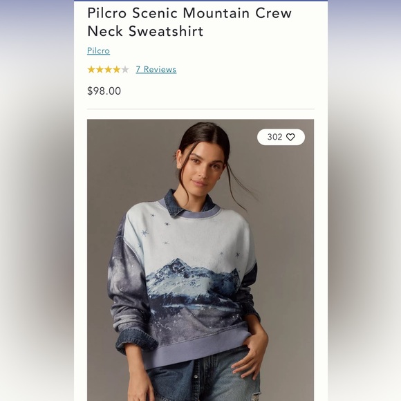 NWT Anthropologie Pilcro Scenic Mountain Crew Neck Sweatshirt - Picture 1 of 3